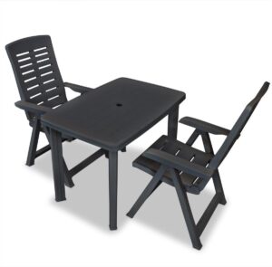 Bistroset Antraciet 3 delig (Incl LW Fleece deken) - Tuinset - Tuin set - Bistro set - Tuintafel met stoelen
