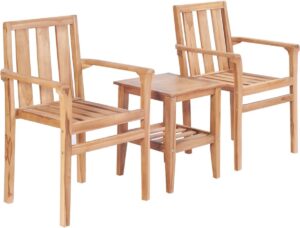 Bistroset Hout 3 delig (Incl LW Fleece deken) - Tuinset - Tuin set - Bistro set - Tuintafel met stoelen