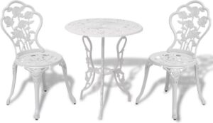 Bistroset Wit 3 delig (Incl LW Fleece deken) - Tuinset - Tuin set - Bistro set - Tuintafel met stoelen