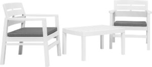 Bistroset Wit (Incl LW Fleece deken) - Tuinset - Tuin set - Bistro set - Tuintafel met stoelen