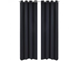 Blackout Gordijnen met metalen ringen 135 x 245 cm 2 stuks (zwart)