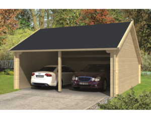 Blokhut 70mm Garage-Kapschuur Nysse (51m² shingles)