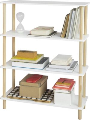 Boekenkast | Boekenplank | Opbergrek | Stelling met 4 legplanken| Wit | 80x106x30cm
