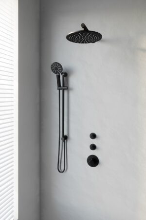 Brauer Black Edition thermostatische inbouw doucheset - mat zwart - hoofddouche 30cm - wandarm - ronde handdouche - met glijstang