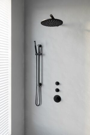 Brauer Black Edition thermostatische inbouw doucheset - mat zwart - hoofddouche 30cm - wandarm - staafhanddouche - met glijstang