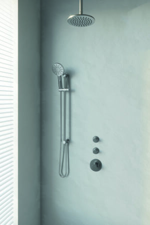 Brauer Brushed Edition thermostatische inbouw doucheset - geborsteld nikkel PVD - hoofddouche 20cm - plafondsteun - ronde handdouche - met glijstang