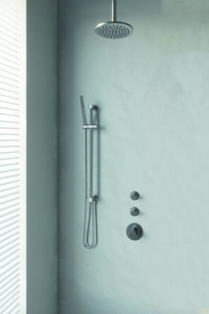 Brauer Brushed Edition thermostatische inbouw doucheset - geborsteld nikkel PVD - hoofddouche 20cm - plafondsteun - staafhanddouche - met glijstang
