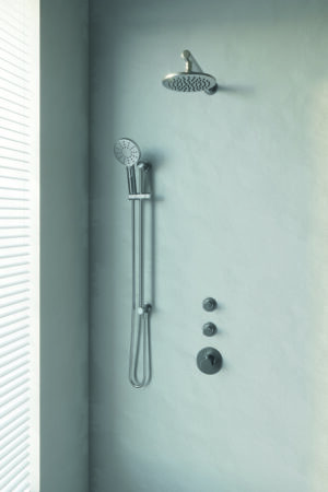 Brauer Brushed Edition thermostatische inbouw doucheset - geborsteld nikkel PVD - hoofddouche 20cm - wandarm - ronde handdouche - met glijstang