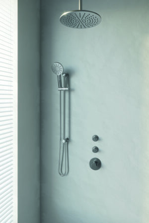 Brauer Brushed Edition thermostatische inbouw doucheset - geborsteld nikkel PVD - hoofddouche 30cm - plafondsteun - ronde handdouche - met glijstang