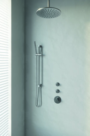 Brauer Brushed Edition thermostatische inbouw doucheset - geborsteld nikkel PVD - hoofddouche 30cm - plafondsteun - staafhanddouche - met glijstang