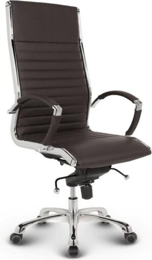 Bureaustoel Lincoln Relax Design - Hoge Rugleuning - 100% Echt Leder - Bruin