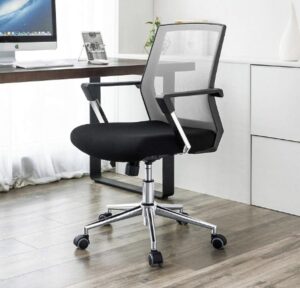 Bureaustoel - Mesh - Computerstoel - Comfortabel - Armleuning - Polypropyleen - Zwart