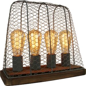 Chericoni Quattro tafellamp - 4 lichts - betonlook & vintage wood