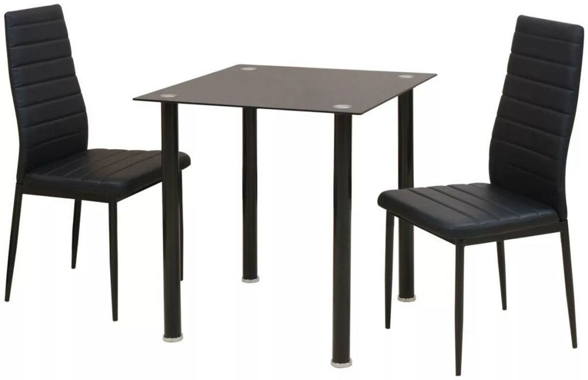 Beroemdheid een miljard tweedehands Complete Eettafel set 3 delig zwart met glazen Tafel (Incl Dienblad) - Eet  tafel + 2 Eetstoelen - DIneertafel - Eettafelstoelen - Eetkamerstoelen -  Eethoek 2 persoons - Woonaanraders