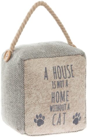 Decoratieve deurstopper met tekst a house is not a home without a cat