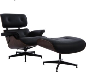 Design lounge stoel met Hocker Lounge zwart