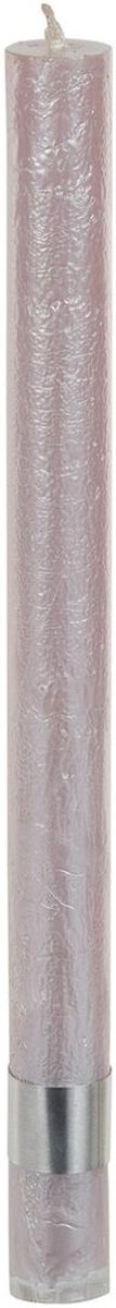 Dinerkaars/Kaars metallic zacht roze set van 4 25x2cm
