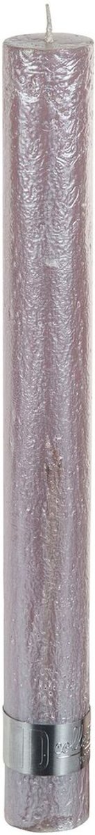 Dinerkaars/Kaars metallic zacht roze set van 4 28x3cm