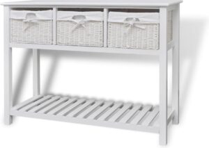 Dressoir (INCL anti slip viltjes) wit wandkast sidetable sideboard met lades manden Halkast Hout 100 x 39 x 76 cm