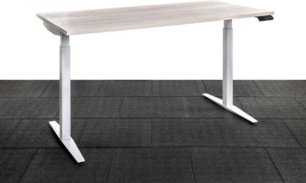 Elektrisch bureau - zit/sta tafel - 160x80 - midden eiken blad - aluminium onderstel - gezond op kantoor en thuiswerken!