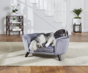 Enchanted Home Pet Sofa Romy Pewter 67,5x40,5x30,5 cm - Luxe Design Bank Meubel voor Honden en Katten - Super Soft Pluche Dierenmand - Slaapmand Hondenmand Kattenmand - Slaapbed Hondenbed Kattenbed