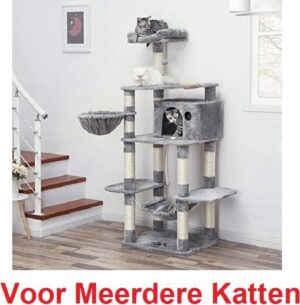 Feandrea Krabpaal XXL - Kattenhuis Lichtgrijs 174 cm - Katten Speelhuisje - Kattenboom