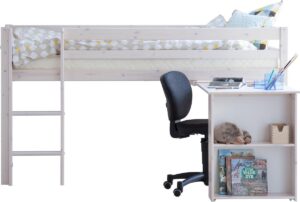 Flexa Basic Hit kinderbed Halfhoogslaper 90x200 cm met uitschuifbaar bureau, wit.