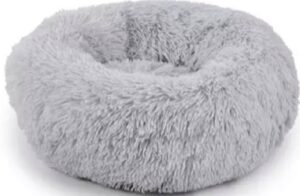 Fluffy donut mand - hondenmand - kattenmand - pluche - wasbaar - zacht - luxe - comfortabel - anti-stress - 60 cm - grijs - licht grijs - zilver