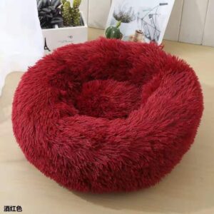 Fluffy donut mand - hondenmand - kattenmand - pluche - wasbaar - zacht - luxe - comfortabel - anti-stress - 60 cm - rood