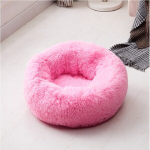 Fluffy donut mand - hondenmand - kattenmand - pluche - wasbaar - zacht - luxe - comfortabel - anti-stress - 60 cm - roze