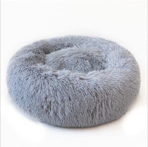 Fluffy donut mand - hondenmand - kattenmand - pluche - wasbaar - zacht - luxe - comfortabel - anti-stress - 80 cm - grijs - lichtgrijs - zilver