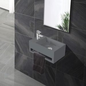 Fontein Toilet - Toiletmeubel WC Solid Surface 36x16cm - Betonlook Links