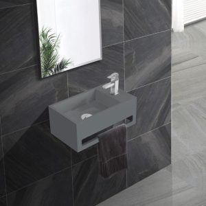 Fontein Toilet - Toiletmeubel WC Solid Surface 36x16cm - Betonlook Rechts