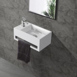 Fontein Toilet - Toiletmeubel Wc Solid Surface - Mat Wit Links 36x16 cm