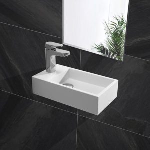 Fontein Toilet - Toiletmeubel Wc Solid Surface - Mat Wit Links 40x22cm