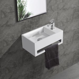Fontein Toilet - Toiletmeubel Wc Solid Surface - Mat Wit Rechts 36x16 cm