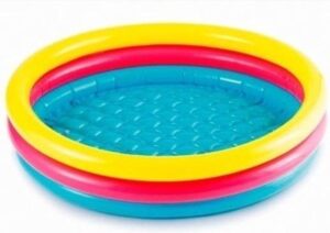 Gekleurd rond opblaasbaar zwembadje 61 cm baby/kinderen - Buitenspeelgoed waterspeelgoed - Pierenbadje/kinderzwembad