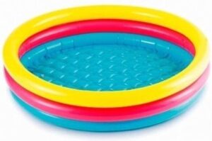 Gekleurd rond opblaasbaar zwembadje 86 cm baby/kinderen - Buitenspeelgoed waterspeelgoed - Pierenbadje/kinderzwembad