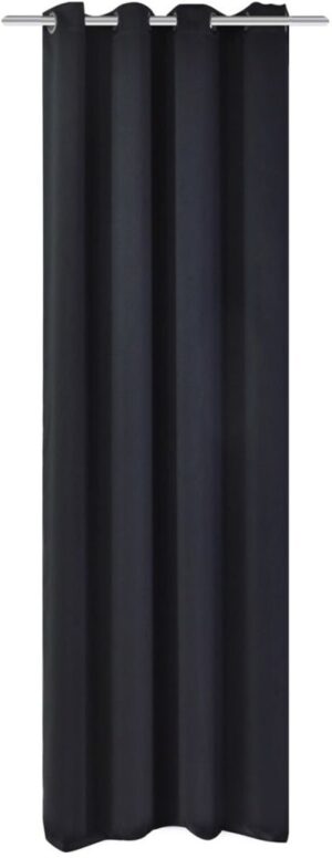 Gordijn met metalen ringen verduisterend 270x245 zwart (incl. Pluizenroller)