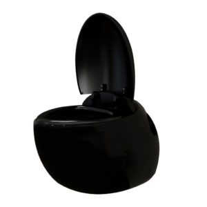 Hangend ei-design toilet met ingebouwde stortbak zwart