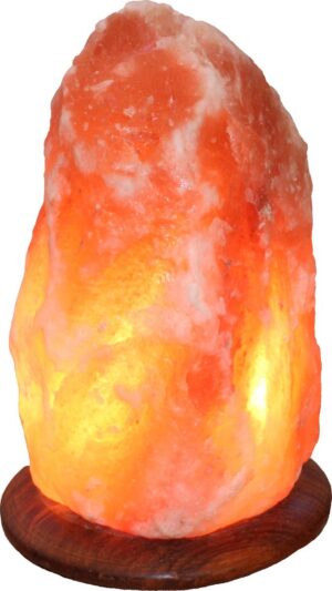 Himalayazout Zoutlamp Rock 7-10 kg, met houten voet - tafellamp - nachtlamp - salt lamp