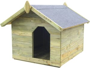 Hondenhok voor tuin opklapbaar dak FSC geïmpregneerd grenenhout (incl. Hondentouw)