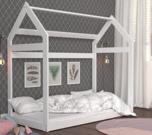 Houten bed - Huisbed - Huis bed - kinderbed - 190x80 - wit