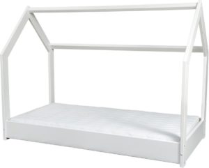Houten bed - Huisbed - kinderbed - peutebed - 160x80 - Incl. ECO matras - Scandinavische stijl - Wit