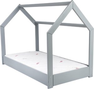 Houten bed - Huisbed - kinderbed - peutebed - 160x80 - Incl. PREMIUM matras - Scandinavische stijl - Grijs