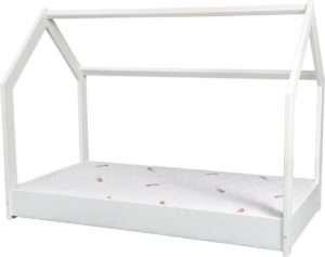 Houten bed - Huisbed - kinderbed - peutebed - 160x80 - Incl. matras - Scandinavische stijl - Wit