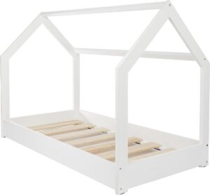 Houten bed - Huisbed - kinderbed - peutebed - 160x80 - Scandinavische stijl - Wit
