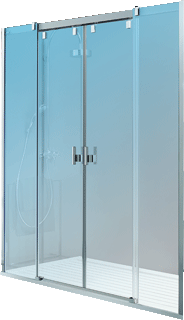 Hüppe Vista douchedeur (bxh) 1580 - 1610x2000mm type deur 2 schuif + 2 panelen voor plaatsing op douchebak/tegelvloer