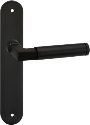 Impresso Aston Deurbeslag - Voor binnen - Ovaal deurschild met schroef- Aluminium/Zwart