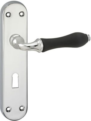 Impresso Petworth Deurbeslag - Voor binnen - Ovaal deurschild met schroeven en sleutelgat - Chroom - Zwart